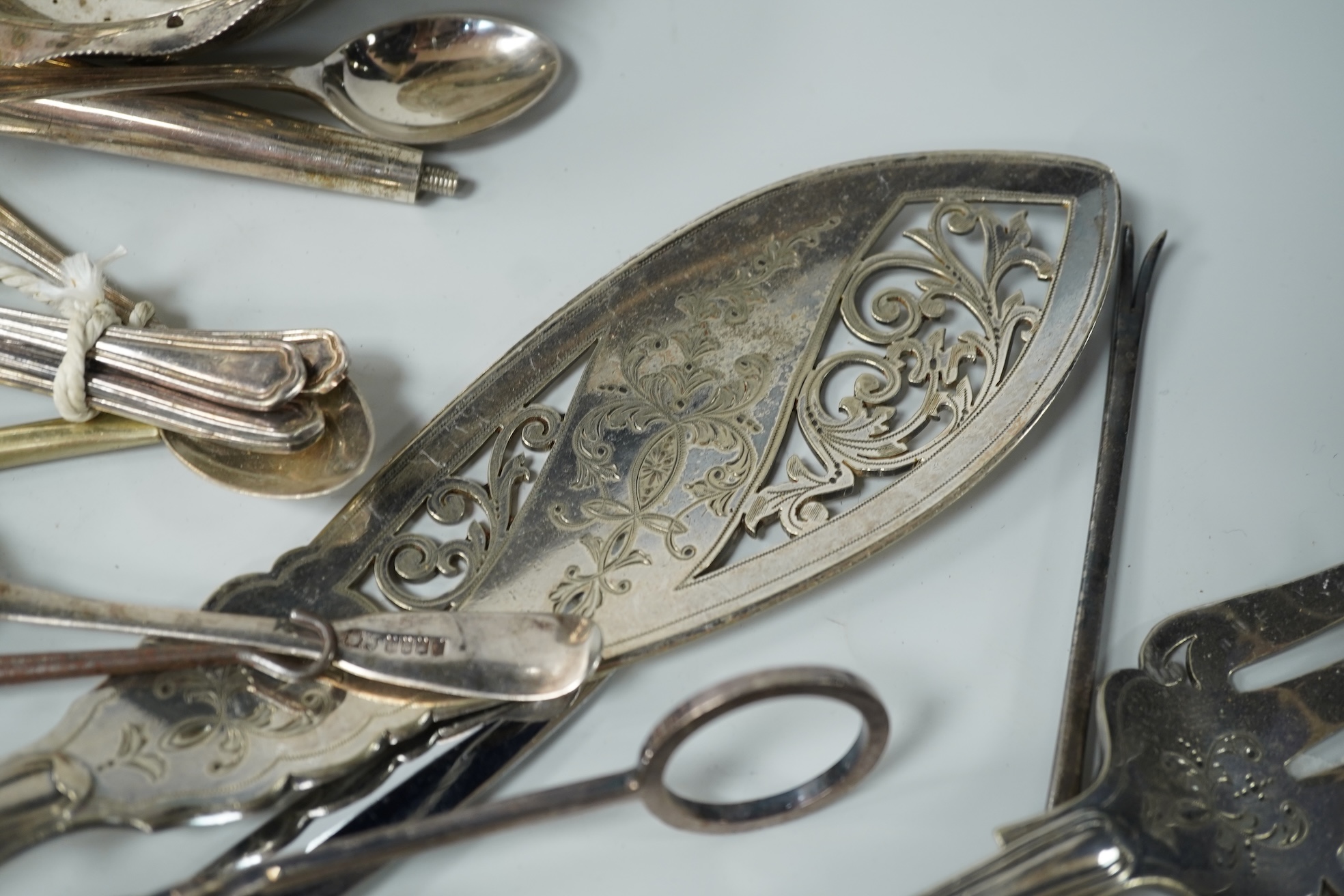 A collection of various plated wares and small silver